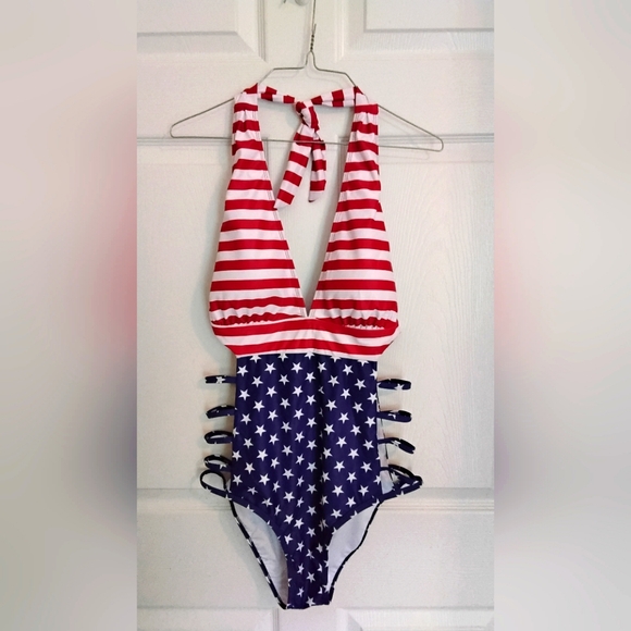 Other - Tempt Me Red and Blue Star Striped Swimsuit